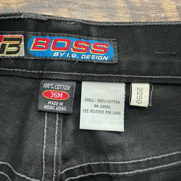Vintage Boss by IG spellout black wide leg skater baggy jeans 36 actual 34x31 - Picture 4 of 16